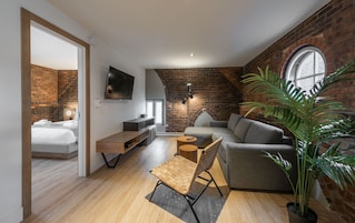 独特公寓 | 起居区 | 50-英寸纯平电视（配备有线频道）、电视、Netflix