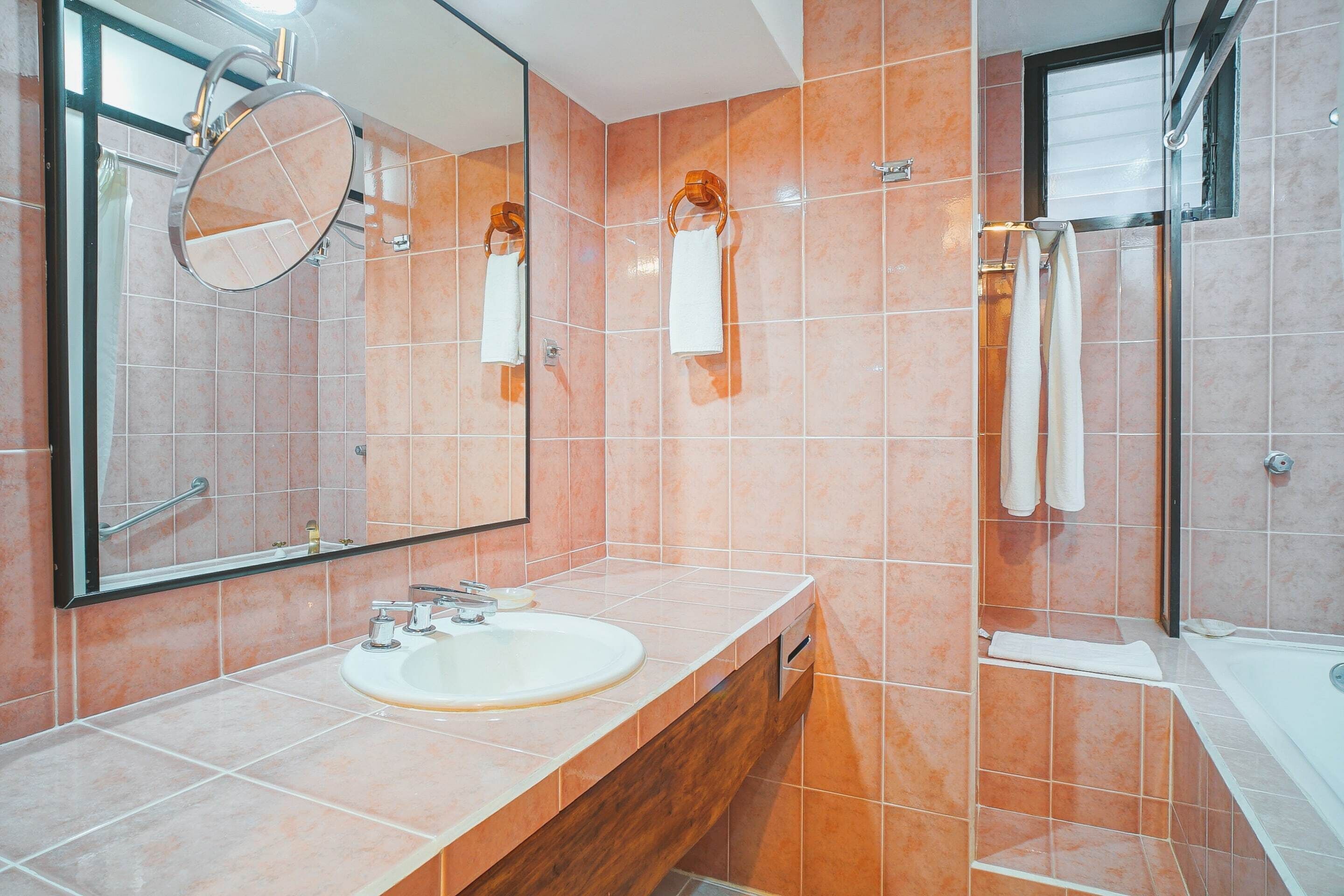 junior double room | bathroom | shower, towels, soap, shampoo