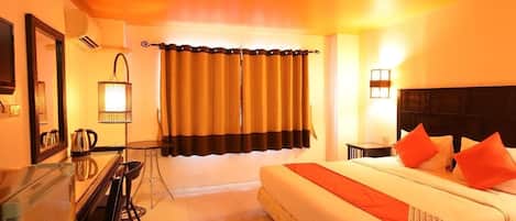 Minibar, desk, rollaway beds