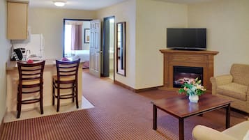 Premium bedding, pillowtop beds, desk, laptop workspace