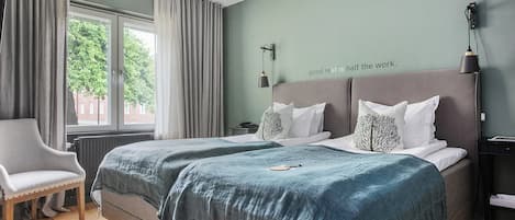 Standard-dobbeltværelse | Allergivenligt sengetøj, mørklægningsgardiner, gratis Wi-Fi, sengetøj