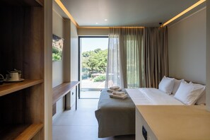 Chambre Double Deluxe, 1 très grand lit, vue partielle sur la mer, en front de plage