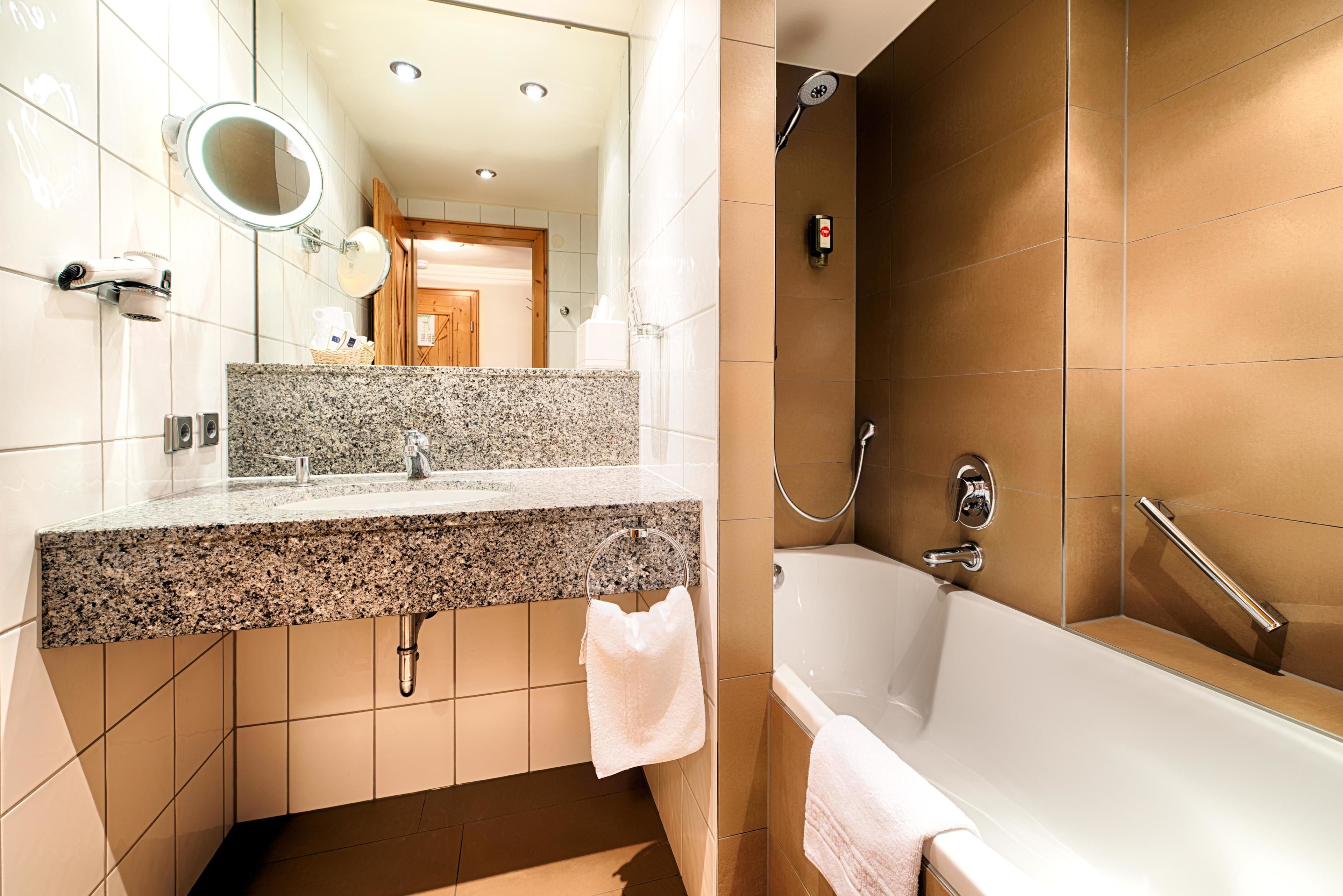 free toiletries, hair dryer, towels