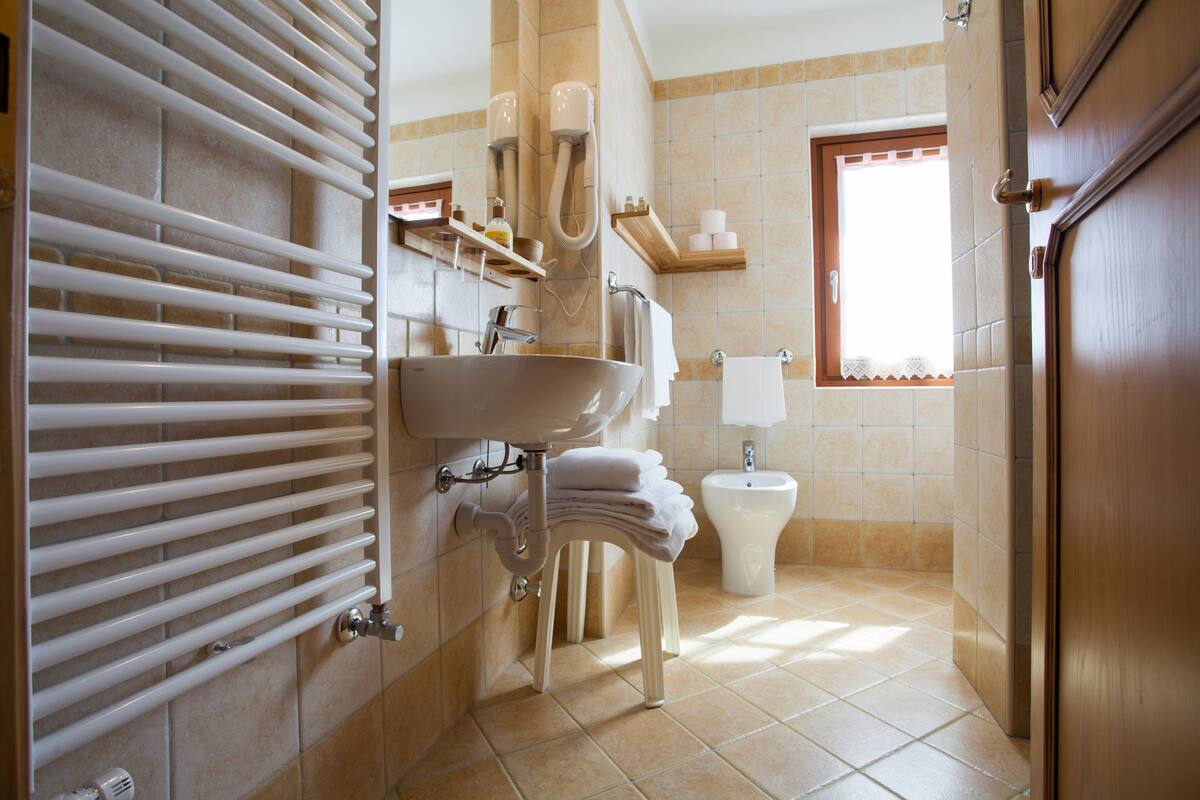 family suite | bathroom | shower, free toiletries, hair dryer, bidet