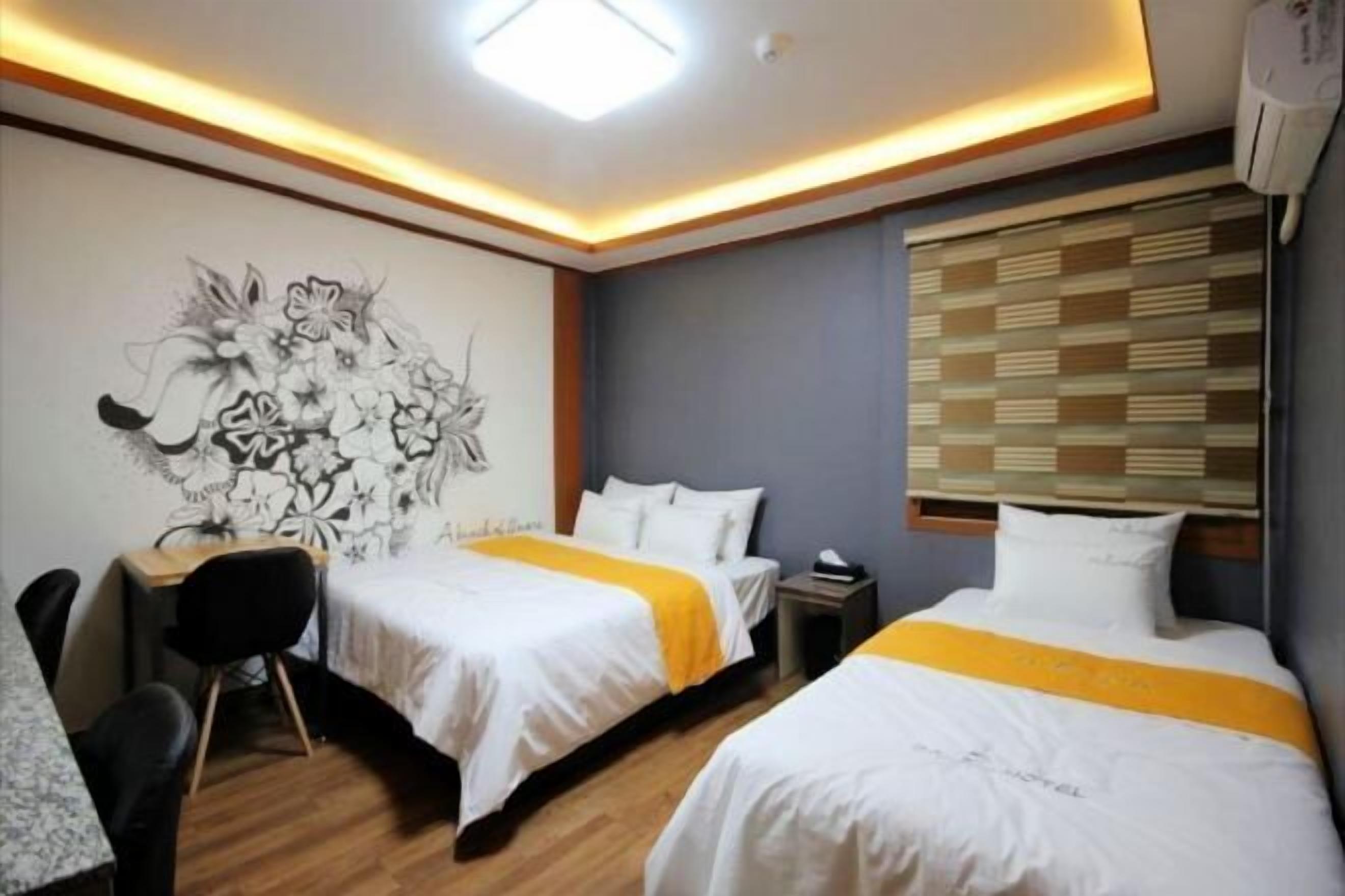 Desk, free WiFi, bed sheets