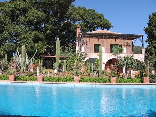 Outdoor pool, pool loungers