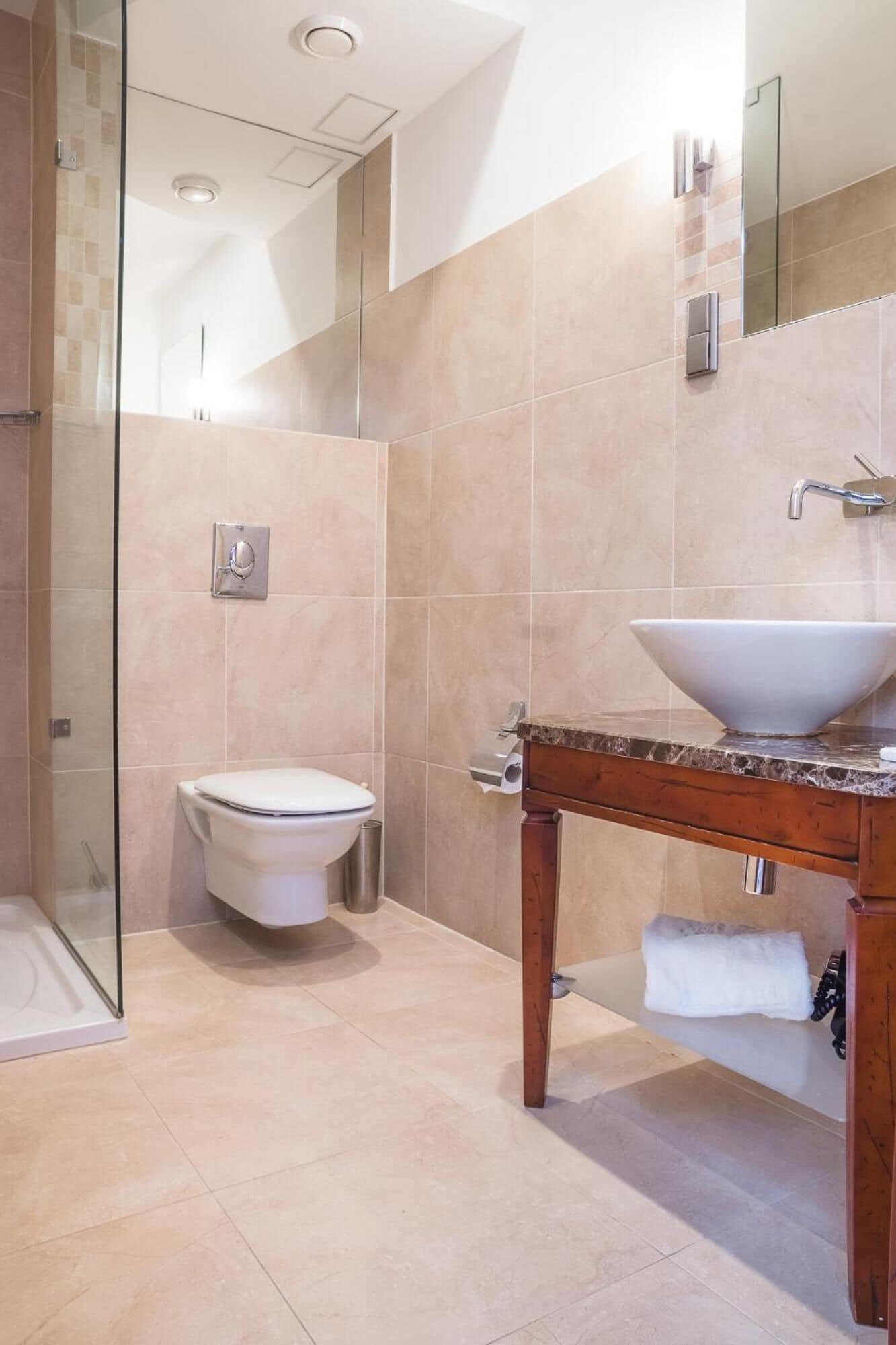 shower, free toiletries, hair dryer, bathrobes