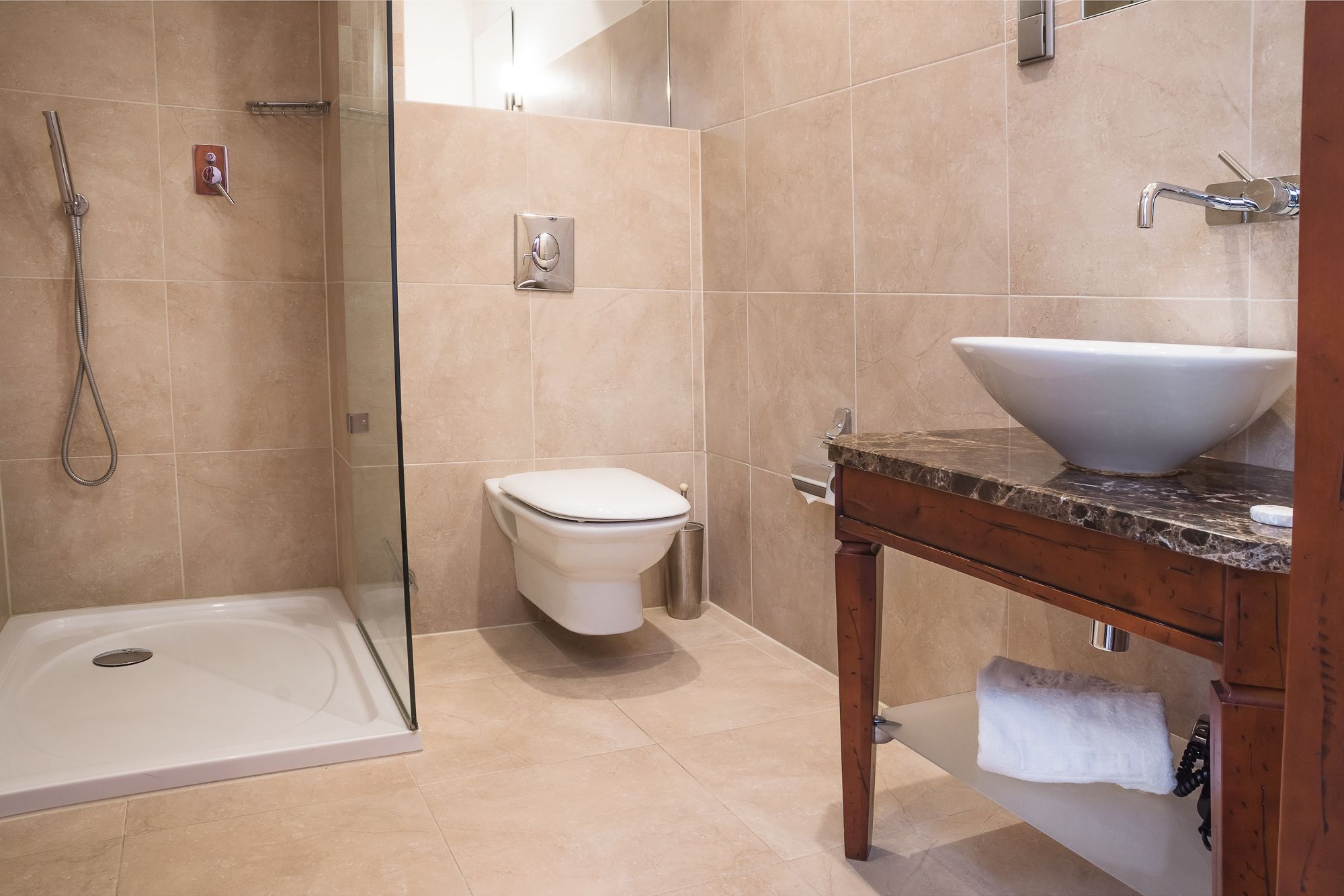 shower, free toiletries, hair dryer, bathrobes