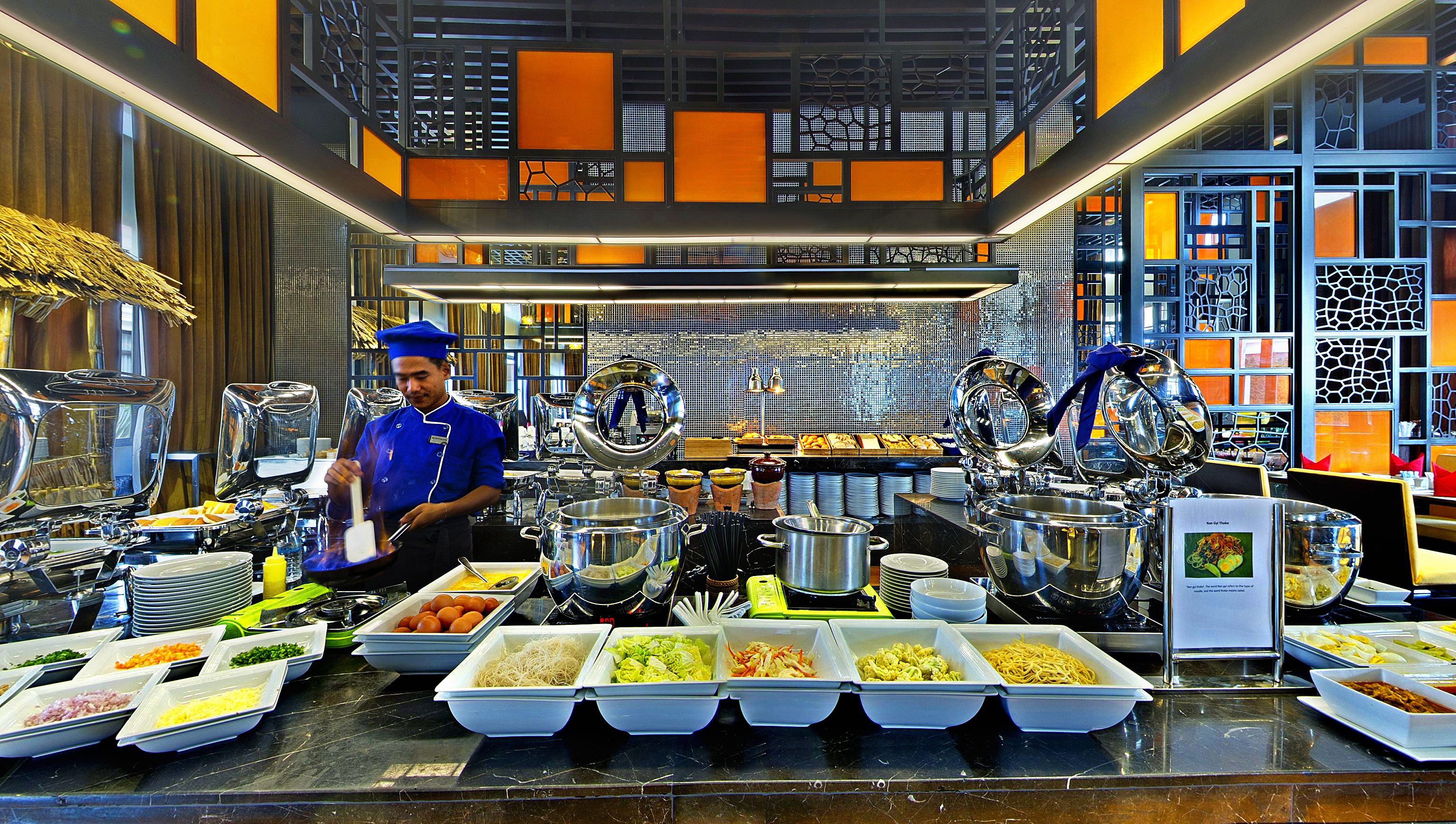 breakfast, lunch, dinner served; international cuisine