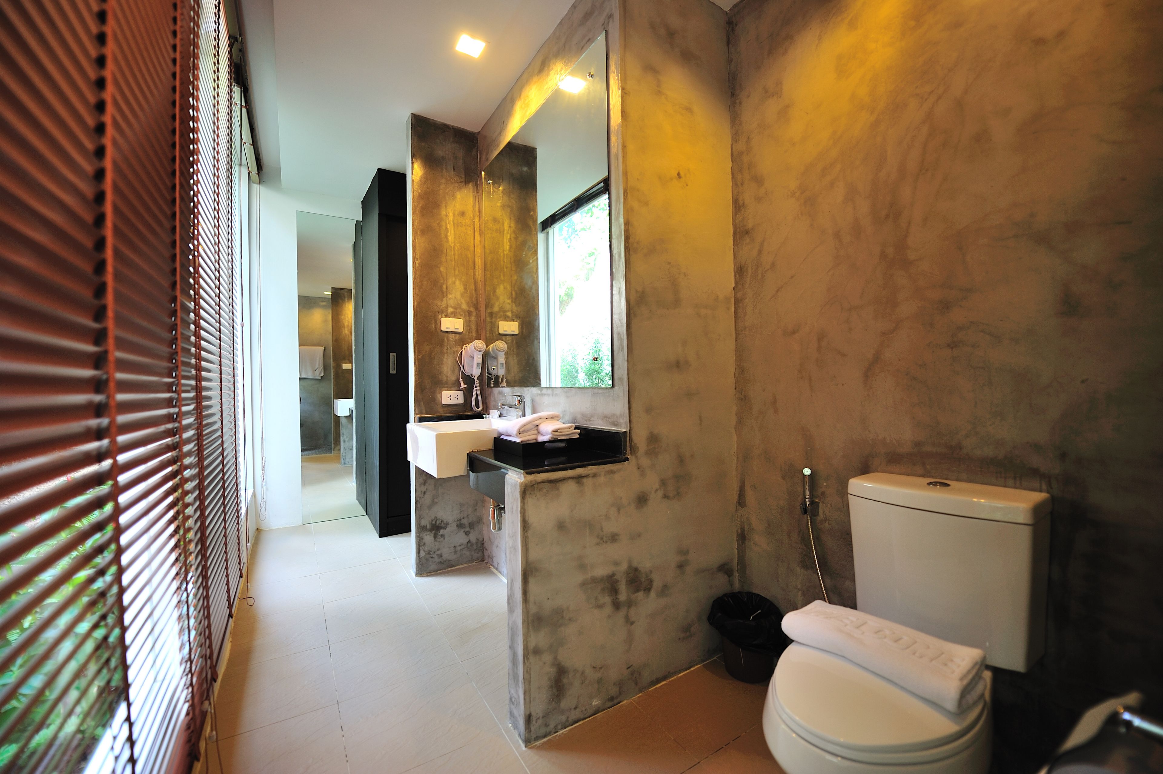 pool access room | bathroom | shower, rainfall showerhead, free toiletries, hair dryer