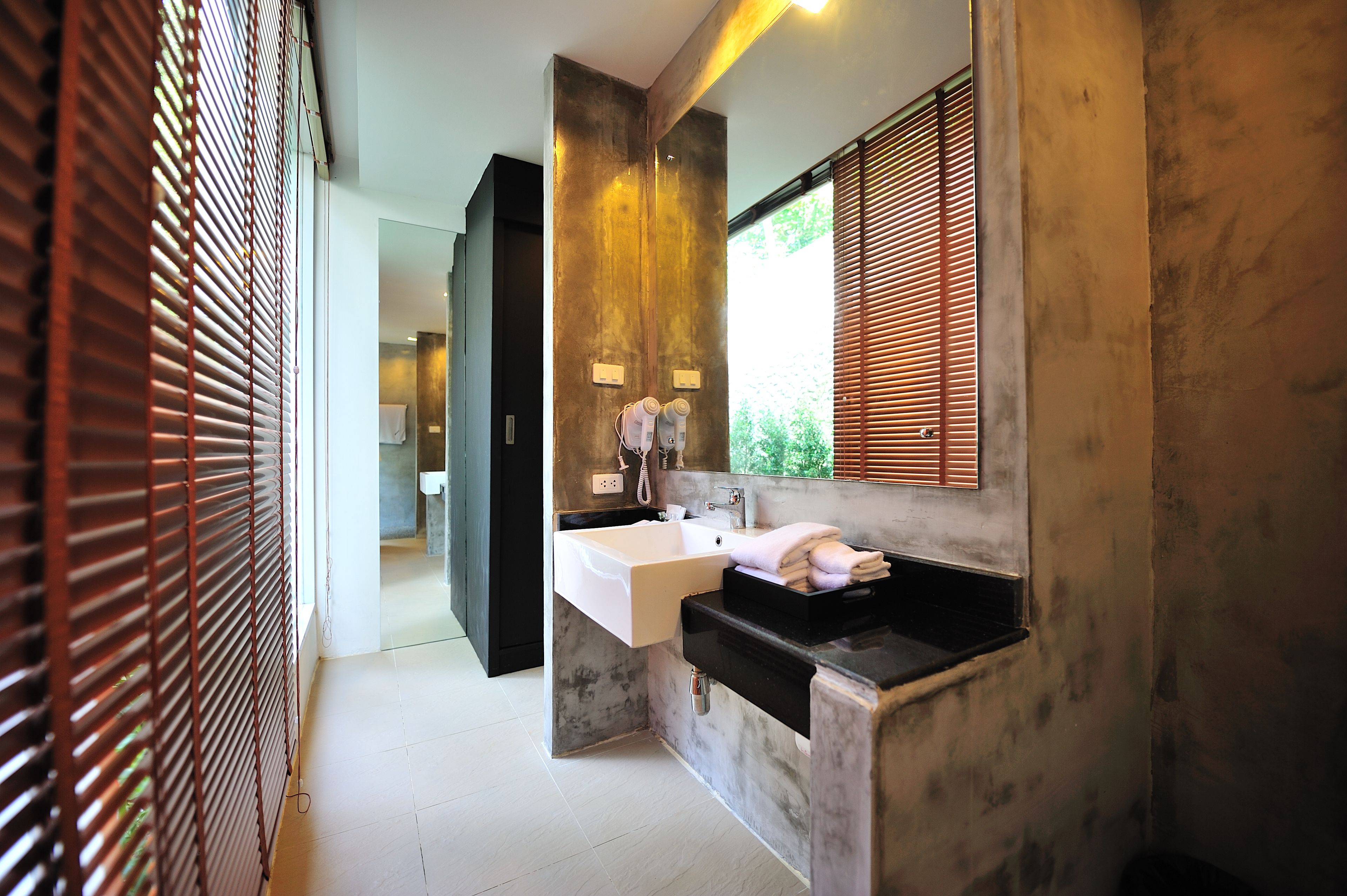 pool access room | bathroom | shower, rainfall showerhead, free toiletries, hair dryer