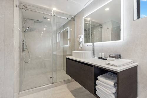 Free toiletries, hair dryer, towels