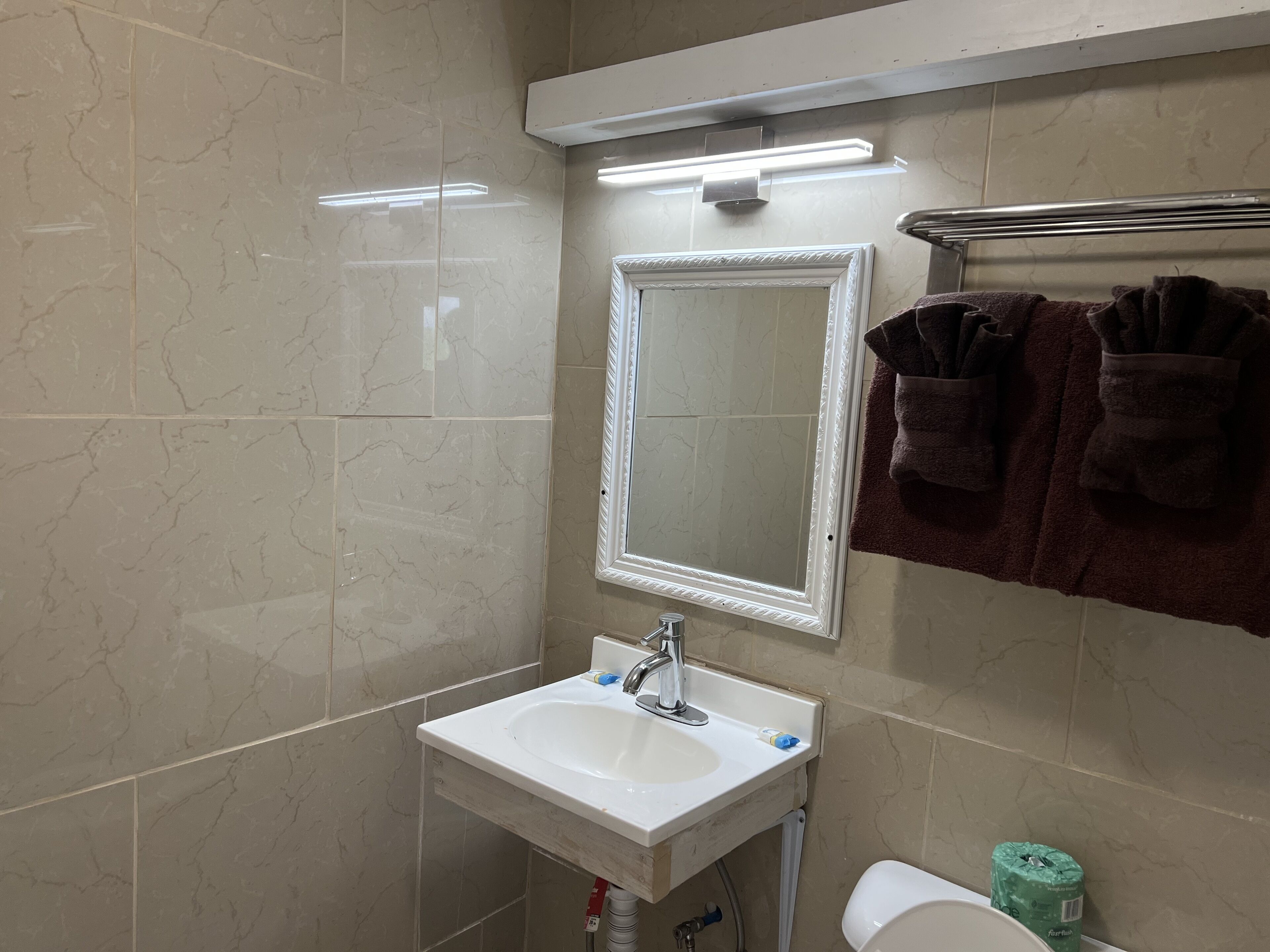 Free toiletries, hair dryer, towels