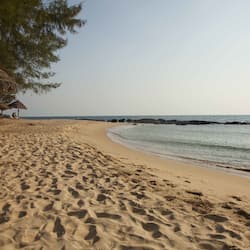 On the beach, sun loungers, beach umbrellas, scuba diving
