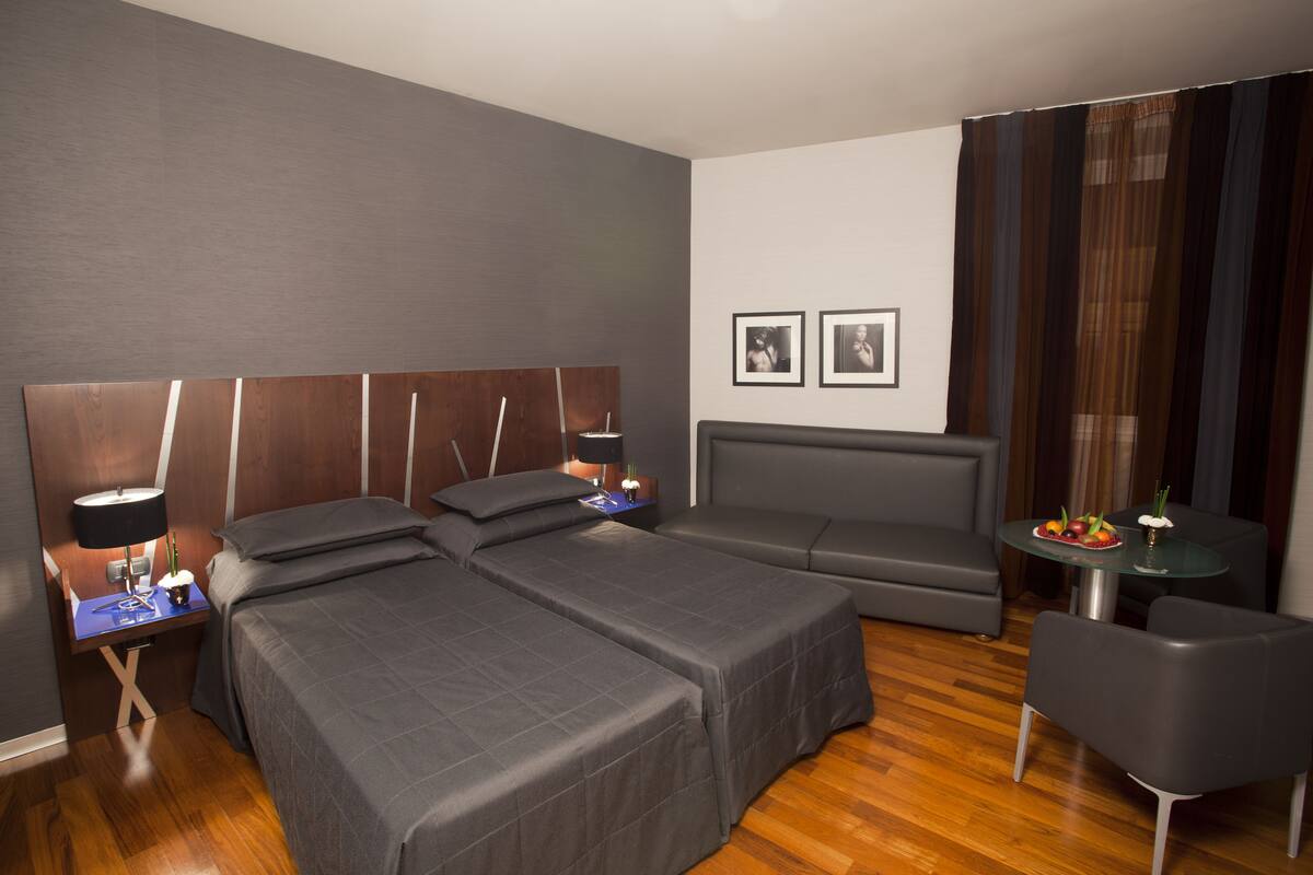 Minibar, coffre-fort, bureau, rideaux d’obscurcissement