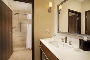 Suite, 1 King Bed, Accessible (Mobility & Hearing, Roll-in Shower) | Bathroom | Combined shower/tub, designer toiletries, hair dryer, towels - Homewood Suites by Hilton Midland, TX (Midland)