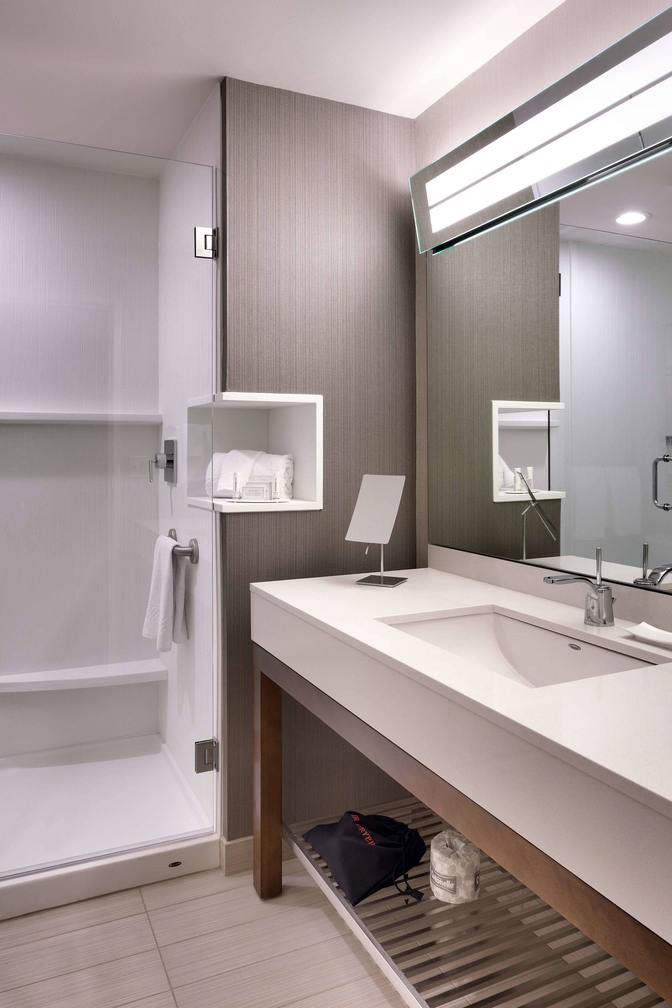 free toiletries, hair dryer, towels, soap