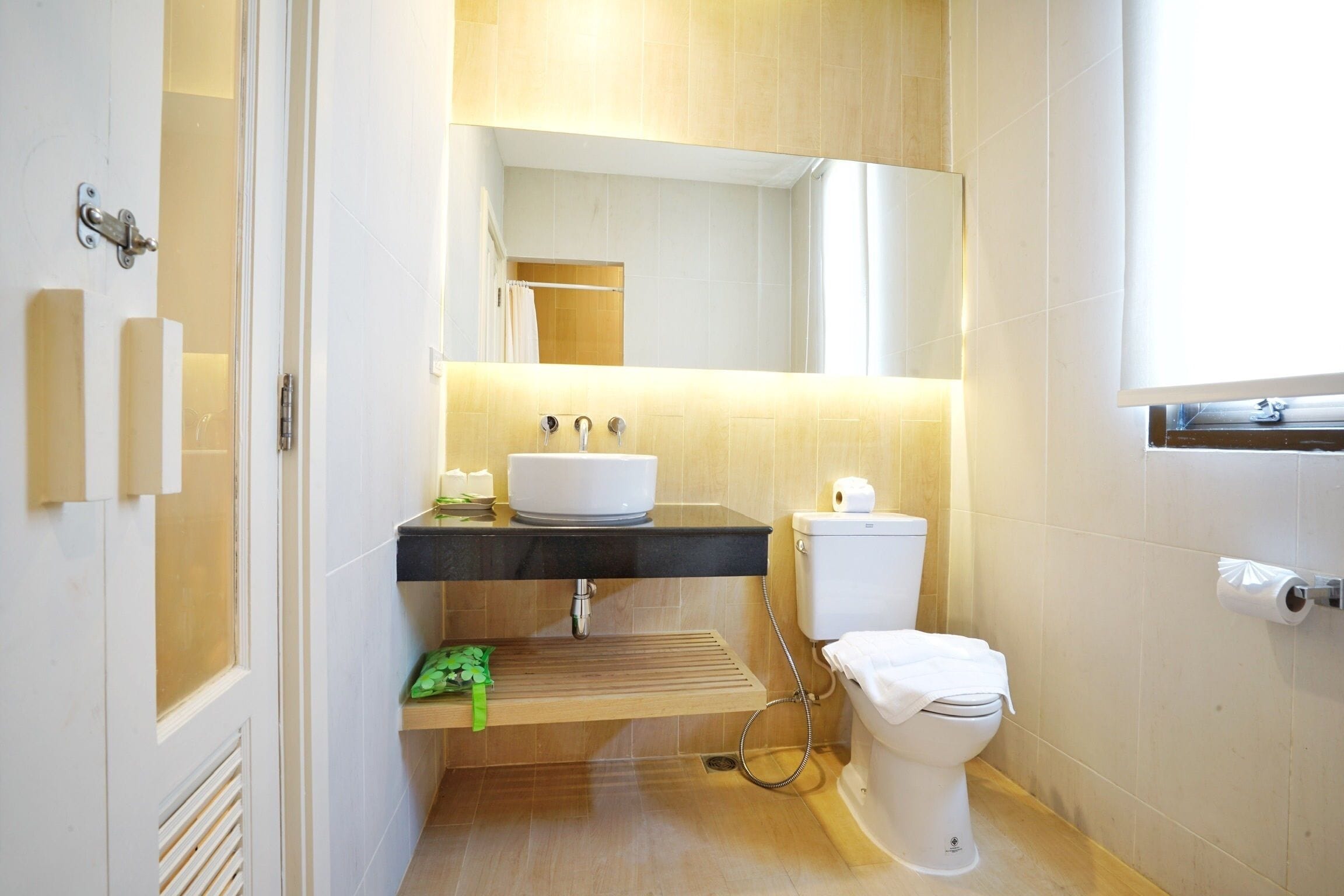 free toiletries, hair dryer, towels