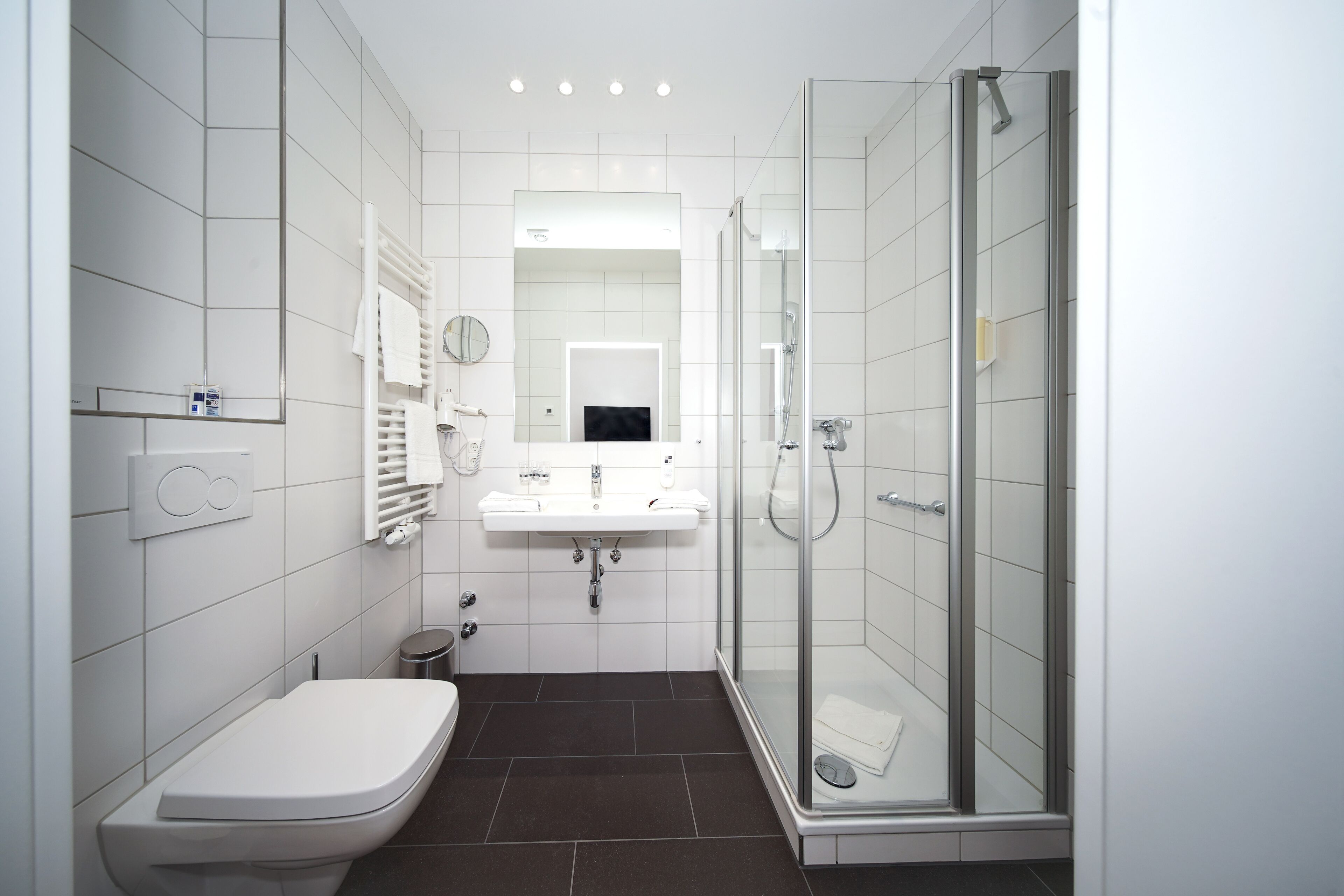 shower, free toiletries, hair dryer, slippers