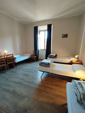Desk, free WiFi, bed sheets