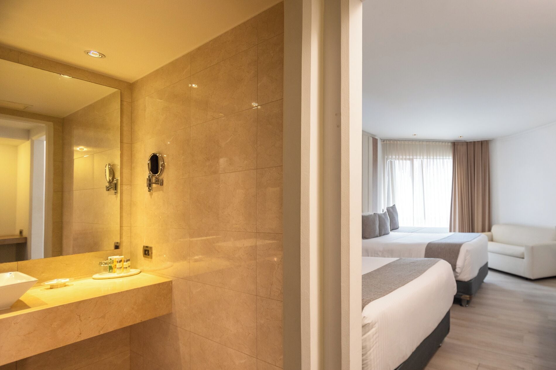 superior twin room | bathroom | free toiletries, hair dryer, towels