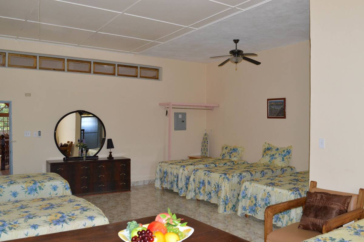 Family Shared Dormitory, Refrigerator, Garden View | 1 bedroom, memory foam beds, blackout drapes, iron/ironing board