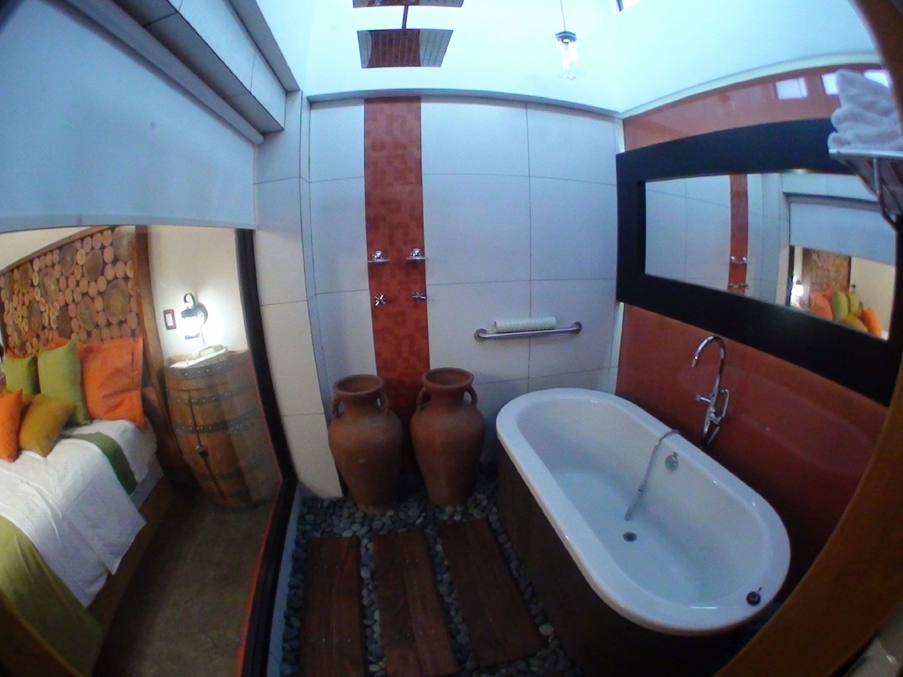 master suite | bathroom | shower, rainfall showerhead, free toiletries, hair dryer