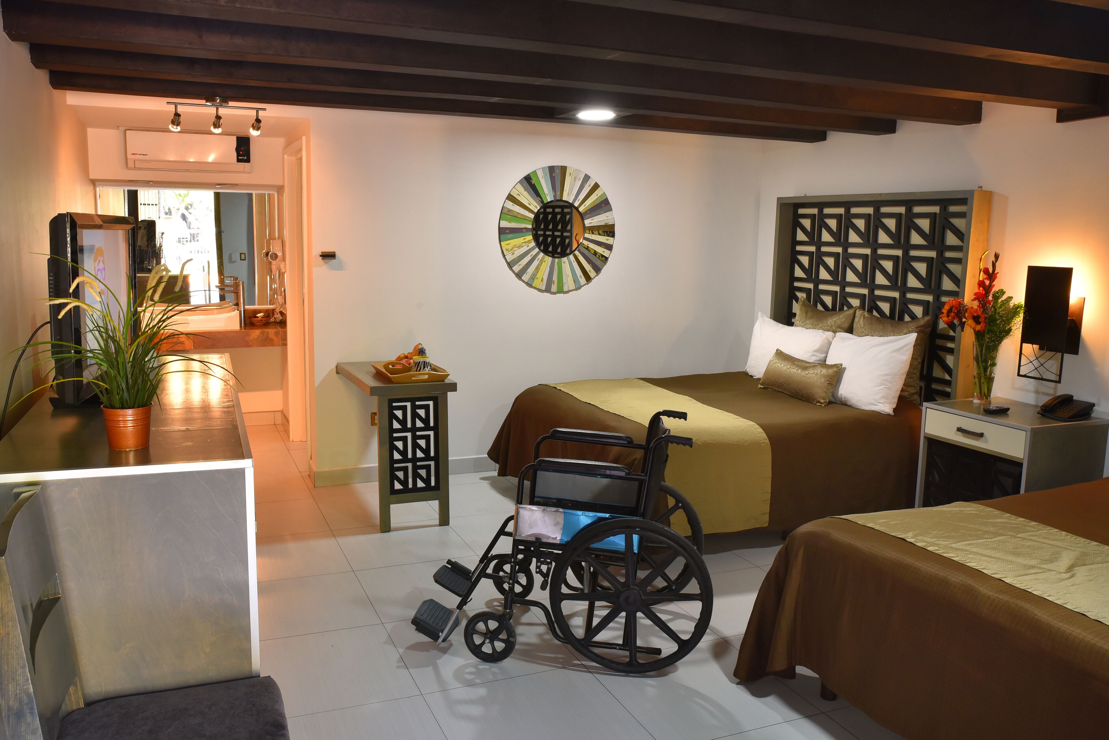 standard double room | desk, laptop workspace, blackout curtains, iron/ironing board