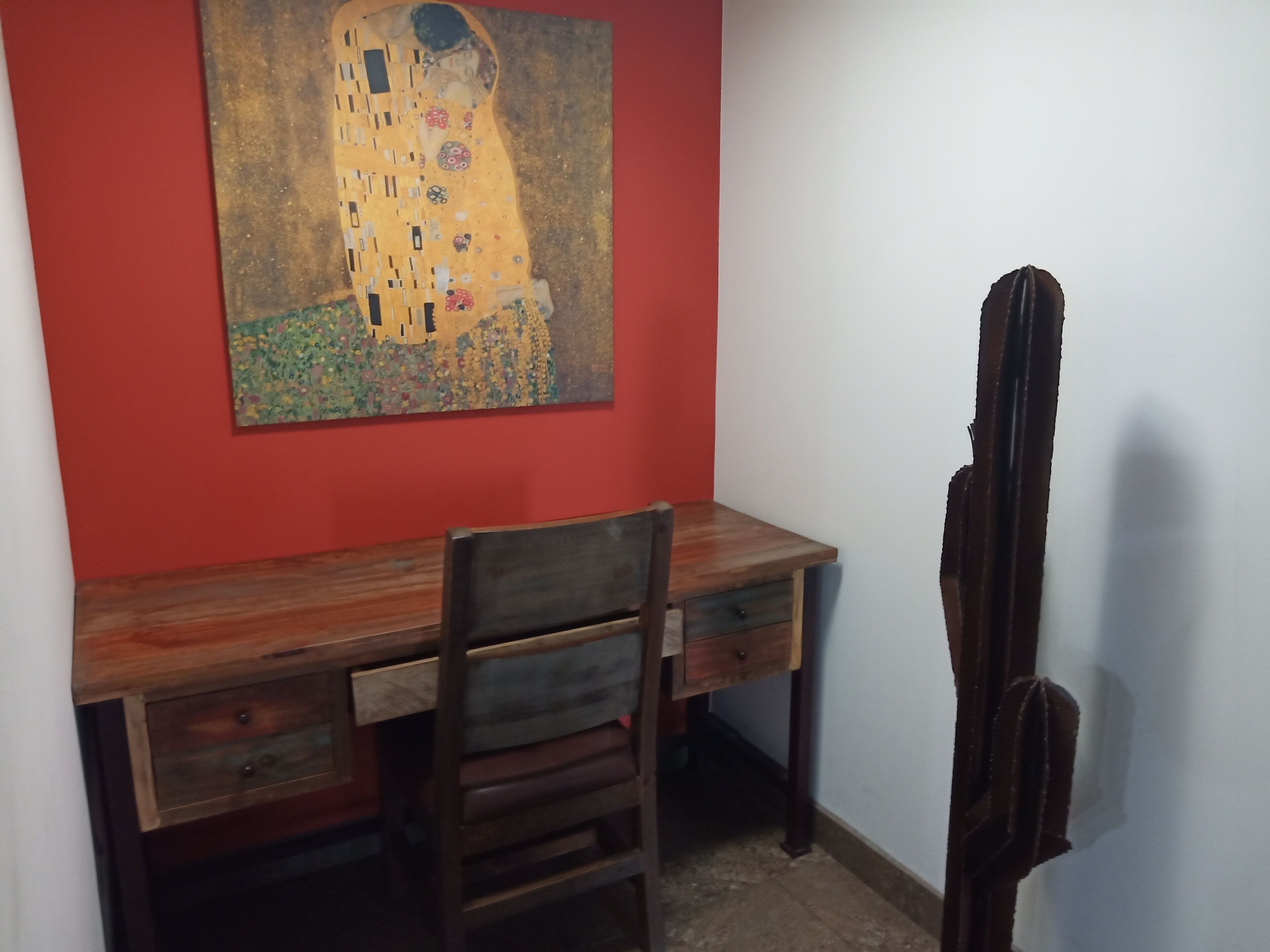 master suite | desk, laptop workspace, blackout curtains, iron/ironing board