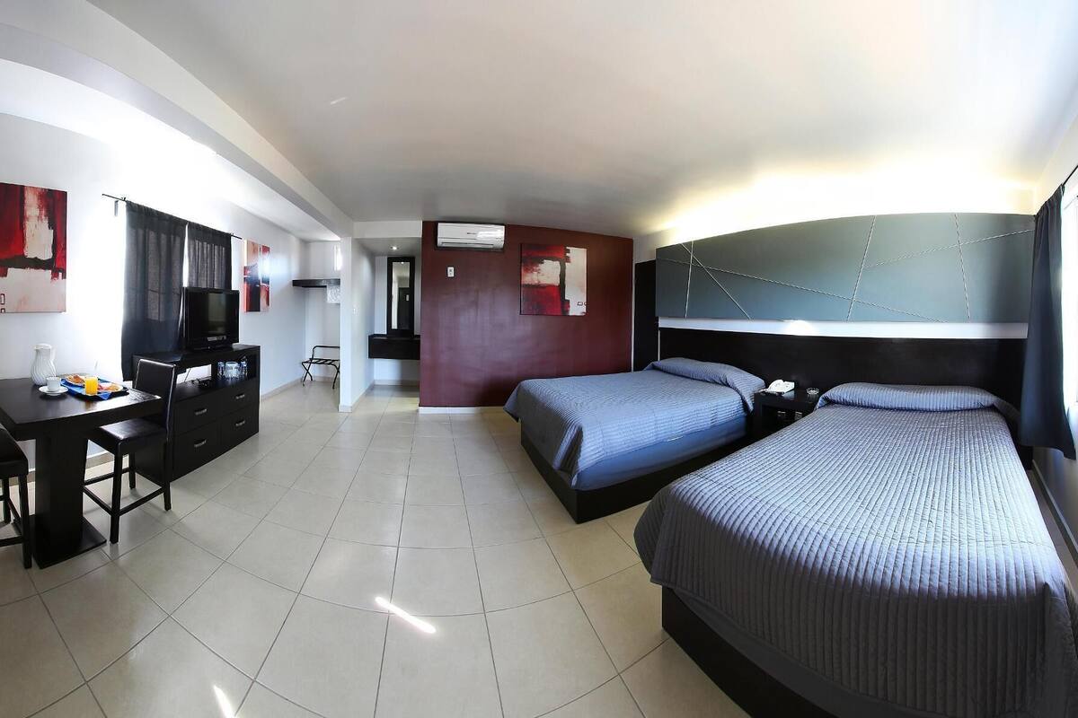Blackout curtains, iron/ironing board, free WiFi, bed sheets