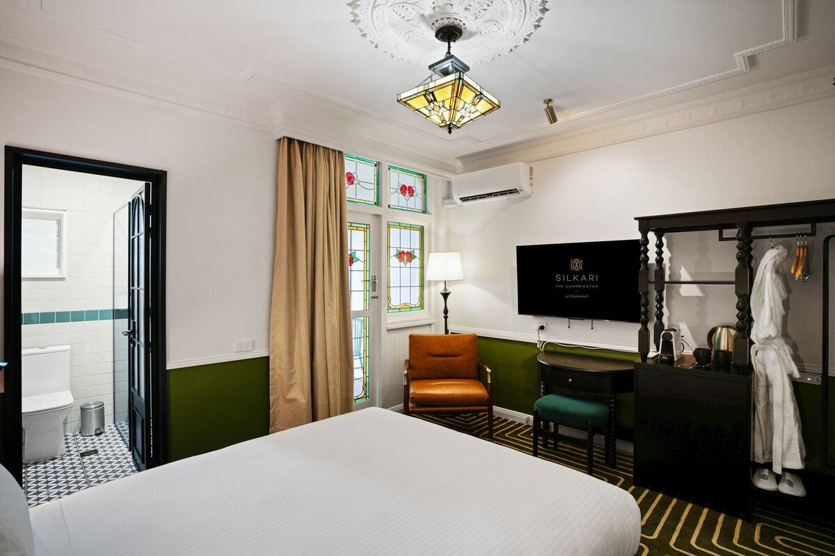 classic room | premium bedding, desk, blackout curtains, soundproofing