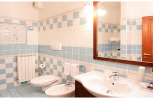 Shower, free toiletries, hair dryer, bidet