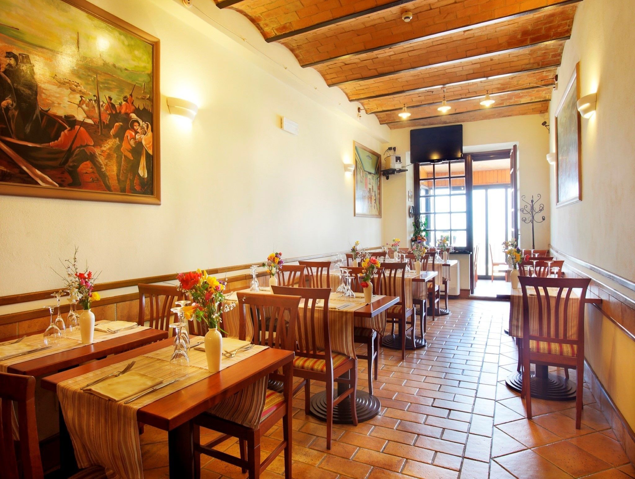 breakfast, lunch, dinner served; italian cuisine