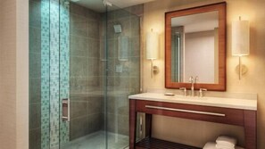 Buồng tắm vòi sen, máy sấy tóc, khăn tắm 
