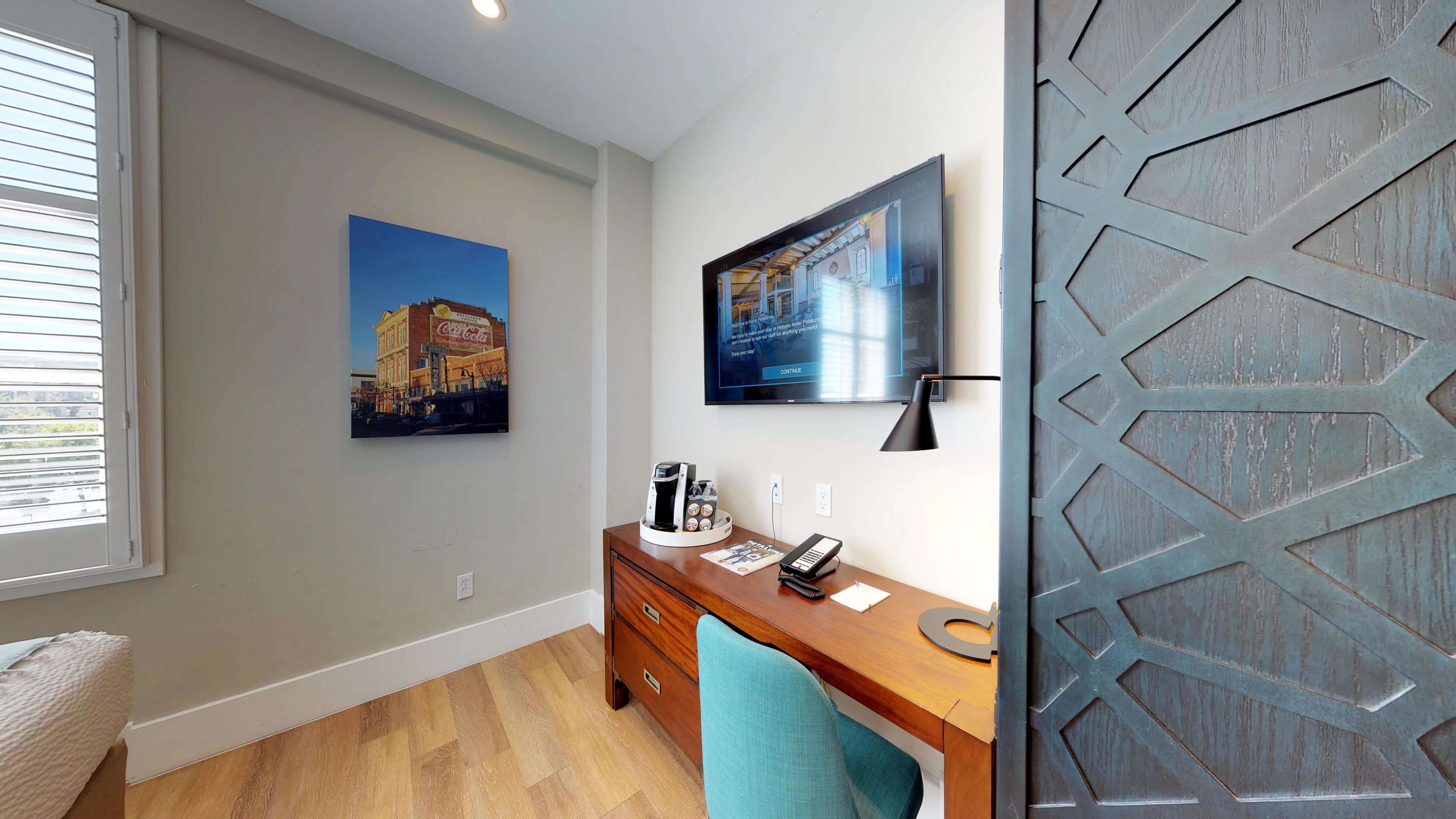 individually decorated, individually furnished, iron/ironing board