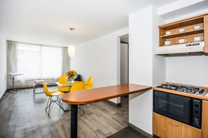 Fridge, microwave, coffee/tea maker