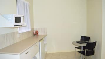 Fridge, microwave, coffee/tea maker, electric kettle