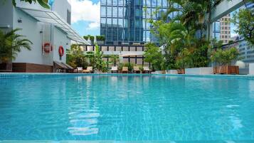 Outdoor pool, pool loungers