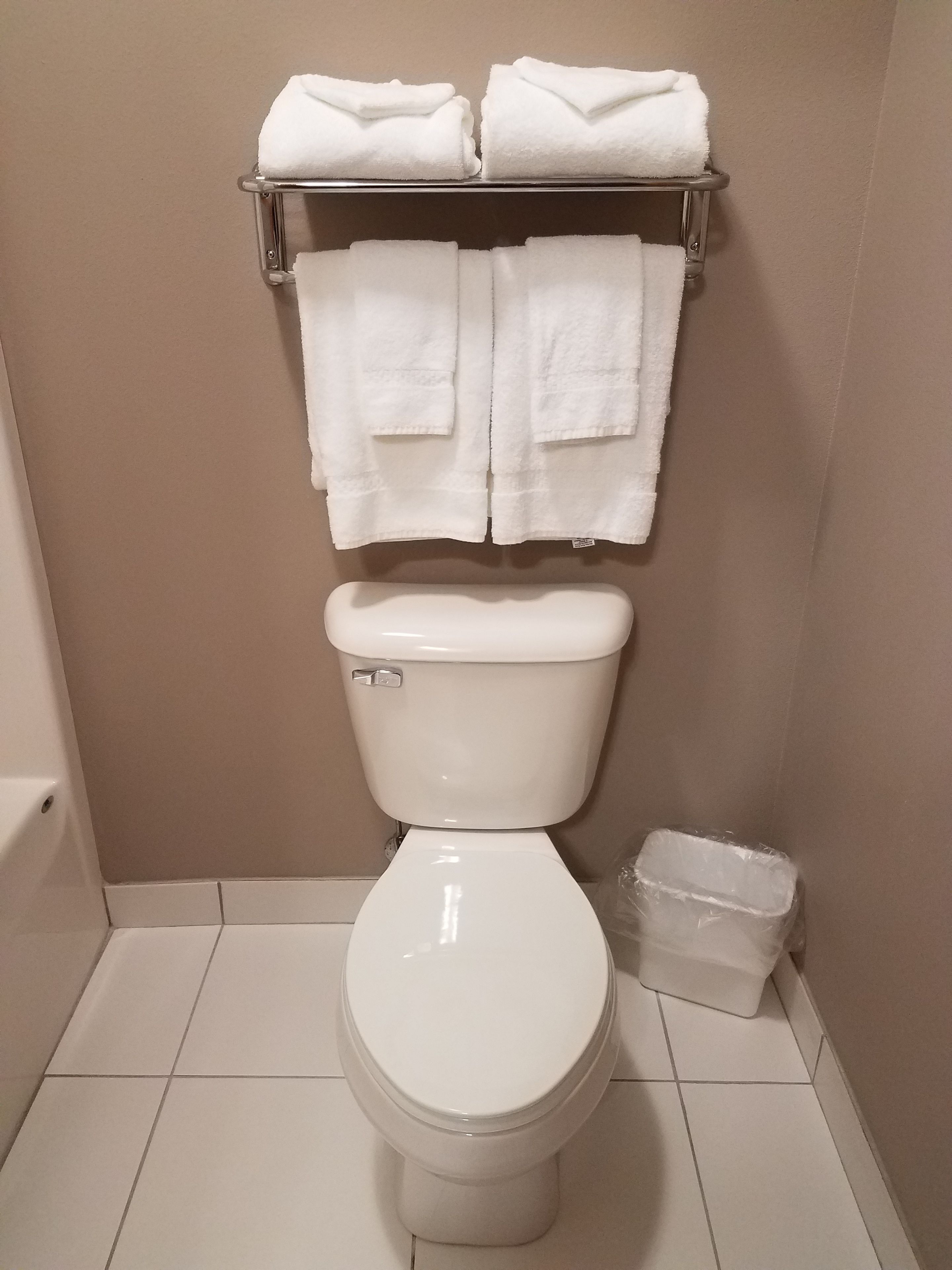 combined shower/bathtub, hair dryer, towels