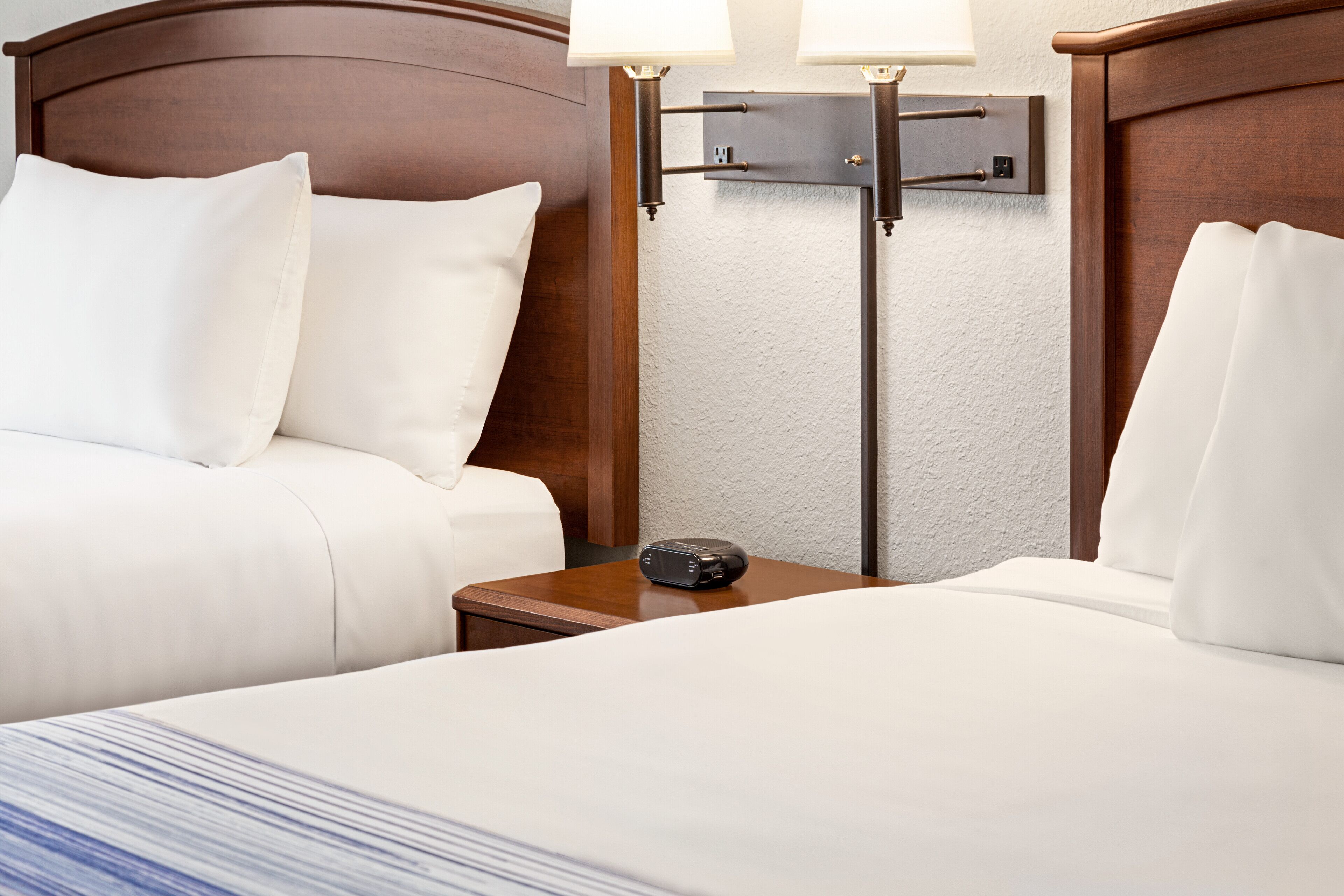 room, 2 queen beds, non smoking | premium bedding, in-room safe, desk, laptop workspace