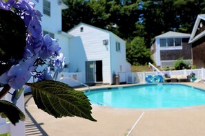Seasonal outdoor pool, open 9 AM to 9 PM, pool umbrellas, sun loungers - The Sea View Motel (Ogunquit)