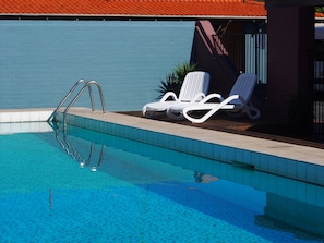 Outdoor pool, pool loungers