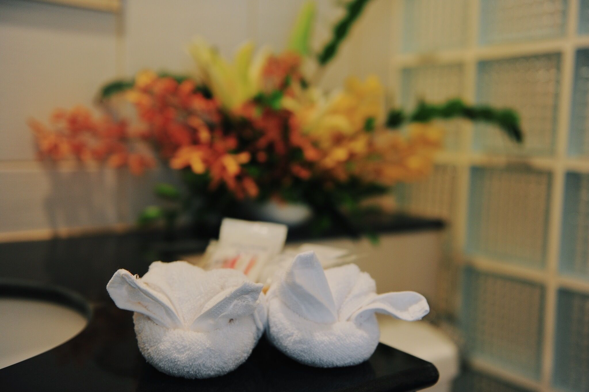 standard double room | bathroom | shower, hair dryer, bidet, towels