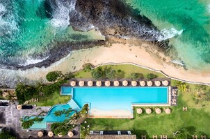 On the beach, white sand