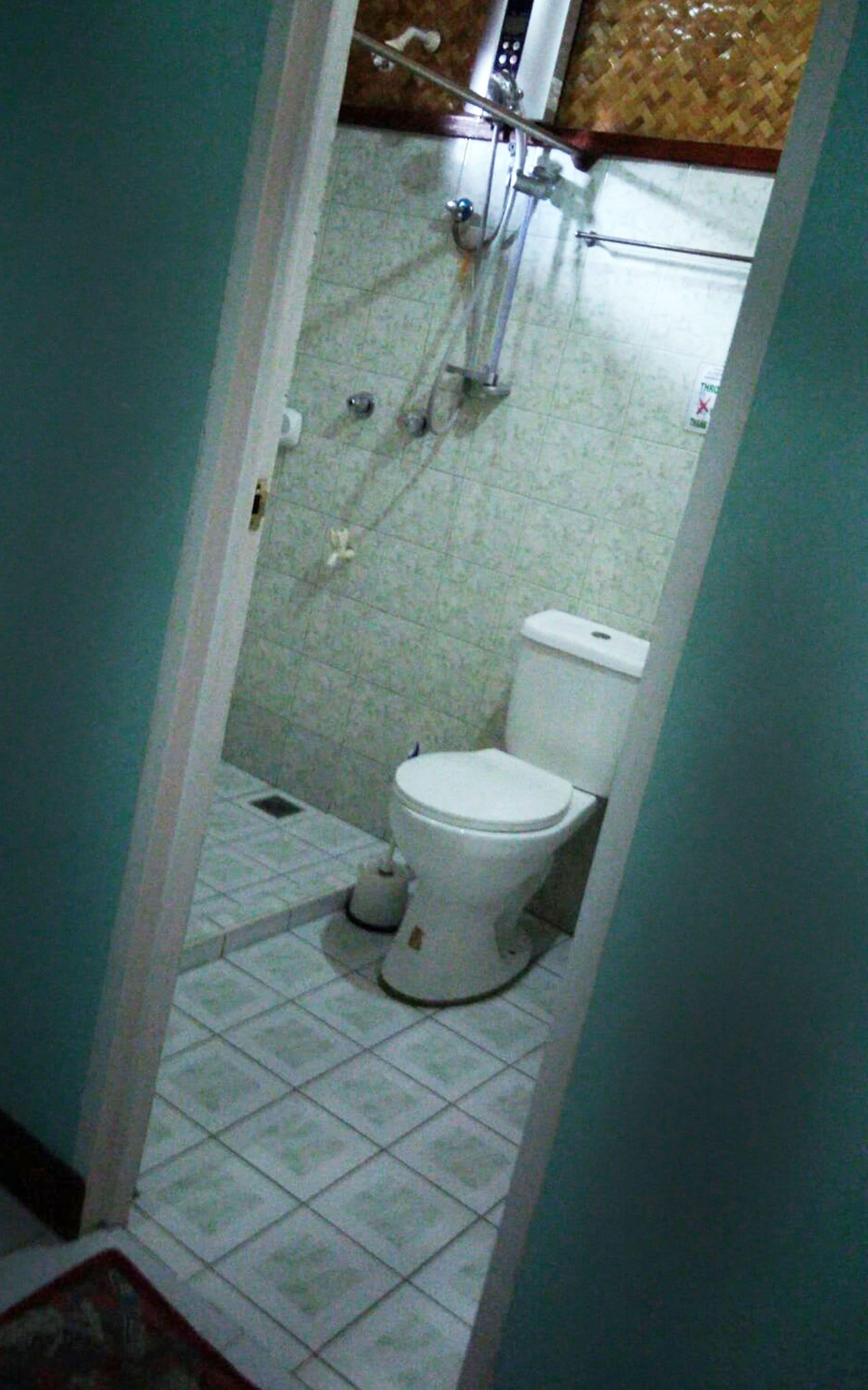 family room | bathroom | shower, hair dryer, towels