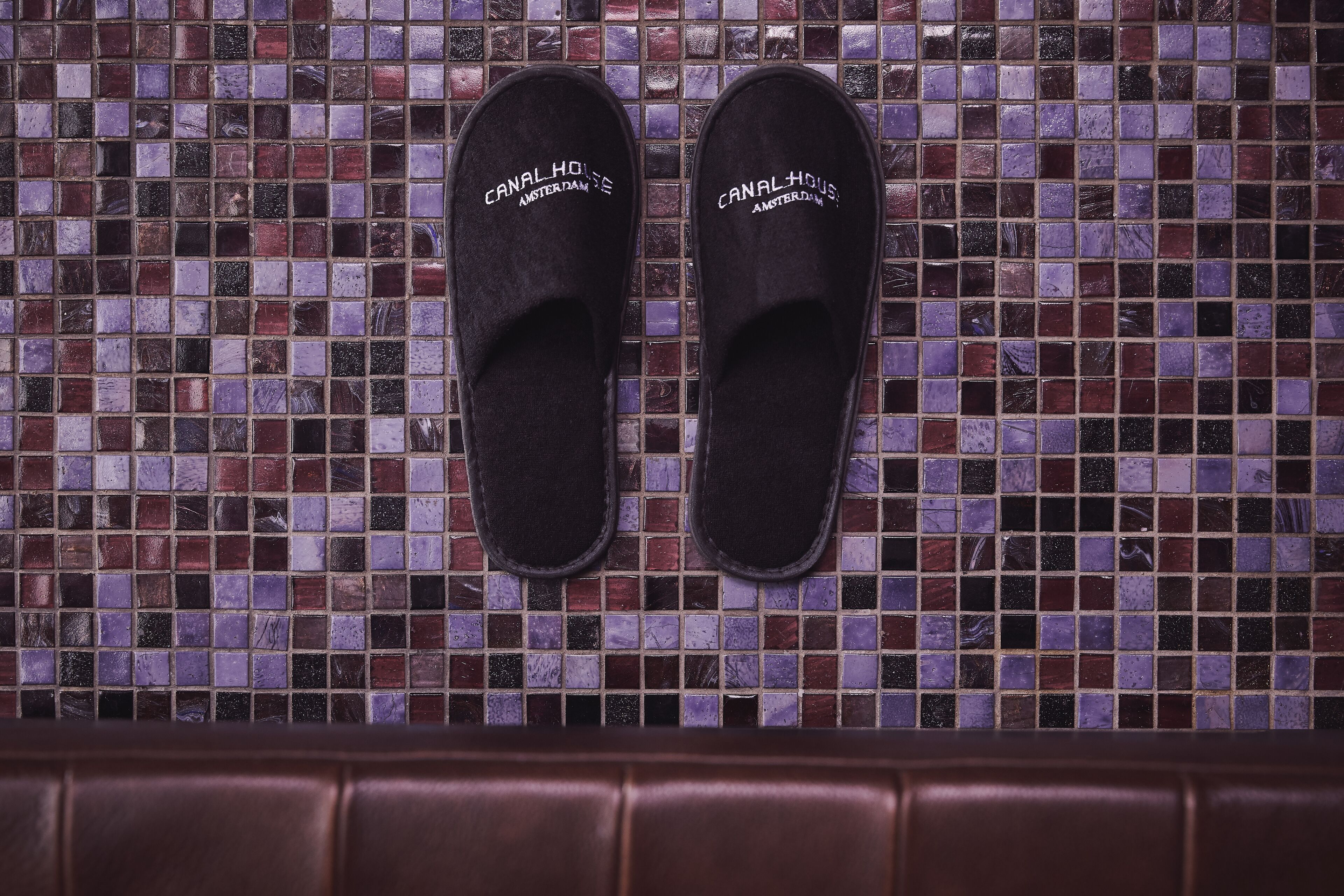 designer toiletries, hair dryer, bathrobes, slippers