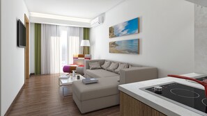 家庭客房 | 起居區 | 32-吋電視，提供衛星頻道