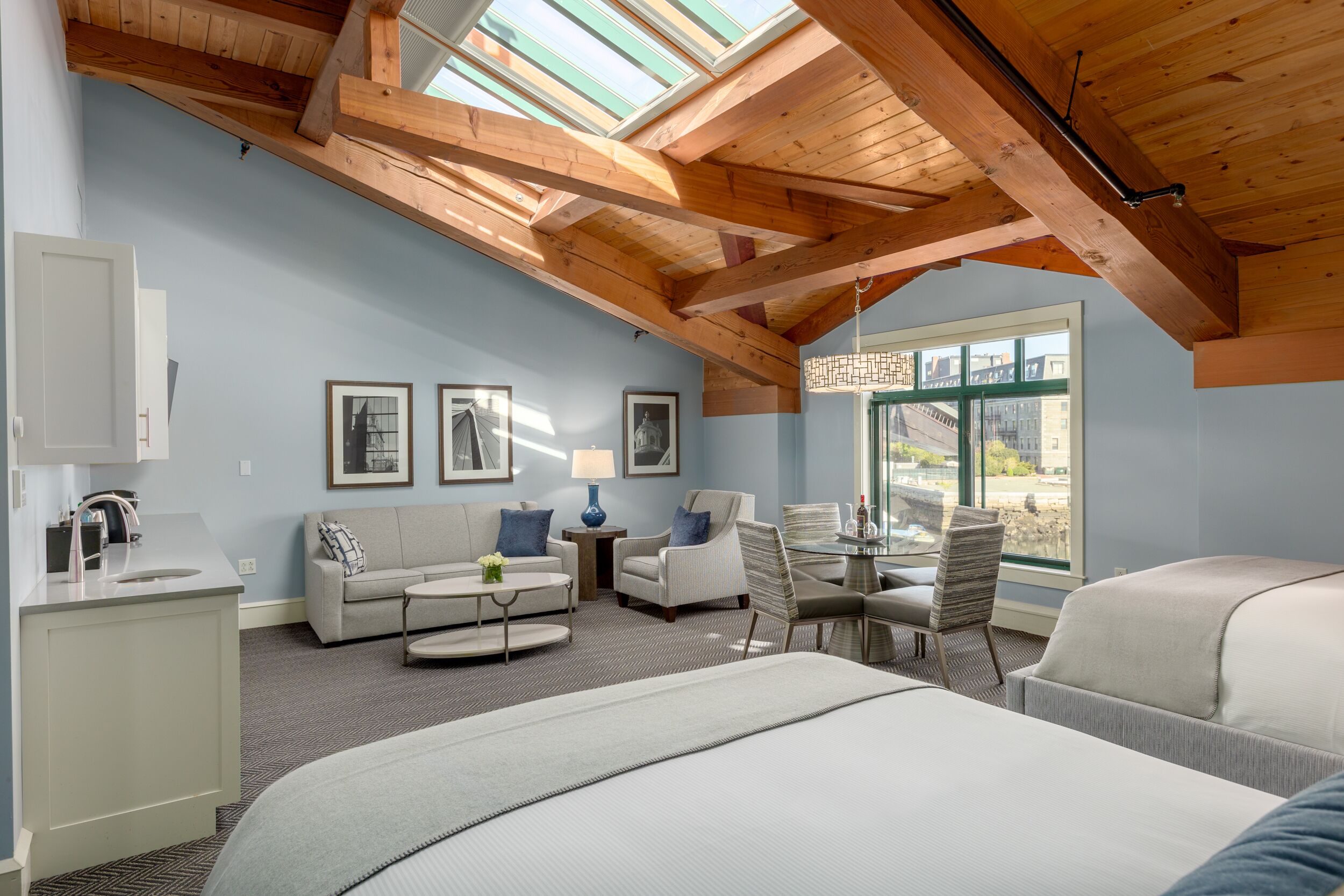 deluxe room, 2 queen beds with sofa bed, harbor view | premium bedding, down duvets, in-room safe, desk