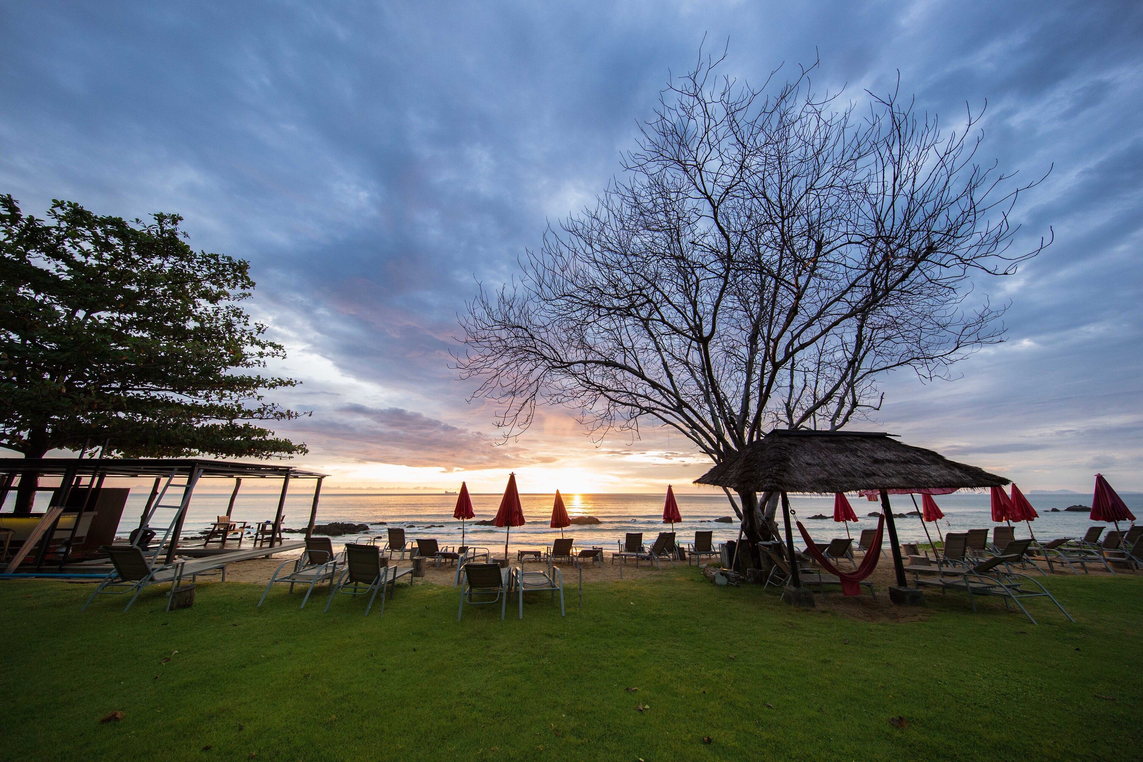 ビーチ、サンラウンジャー、ビーチパラソル、ビーチタオル