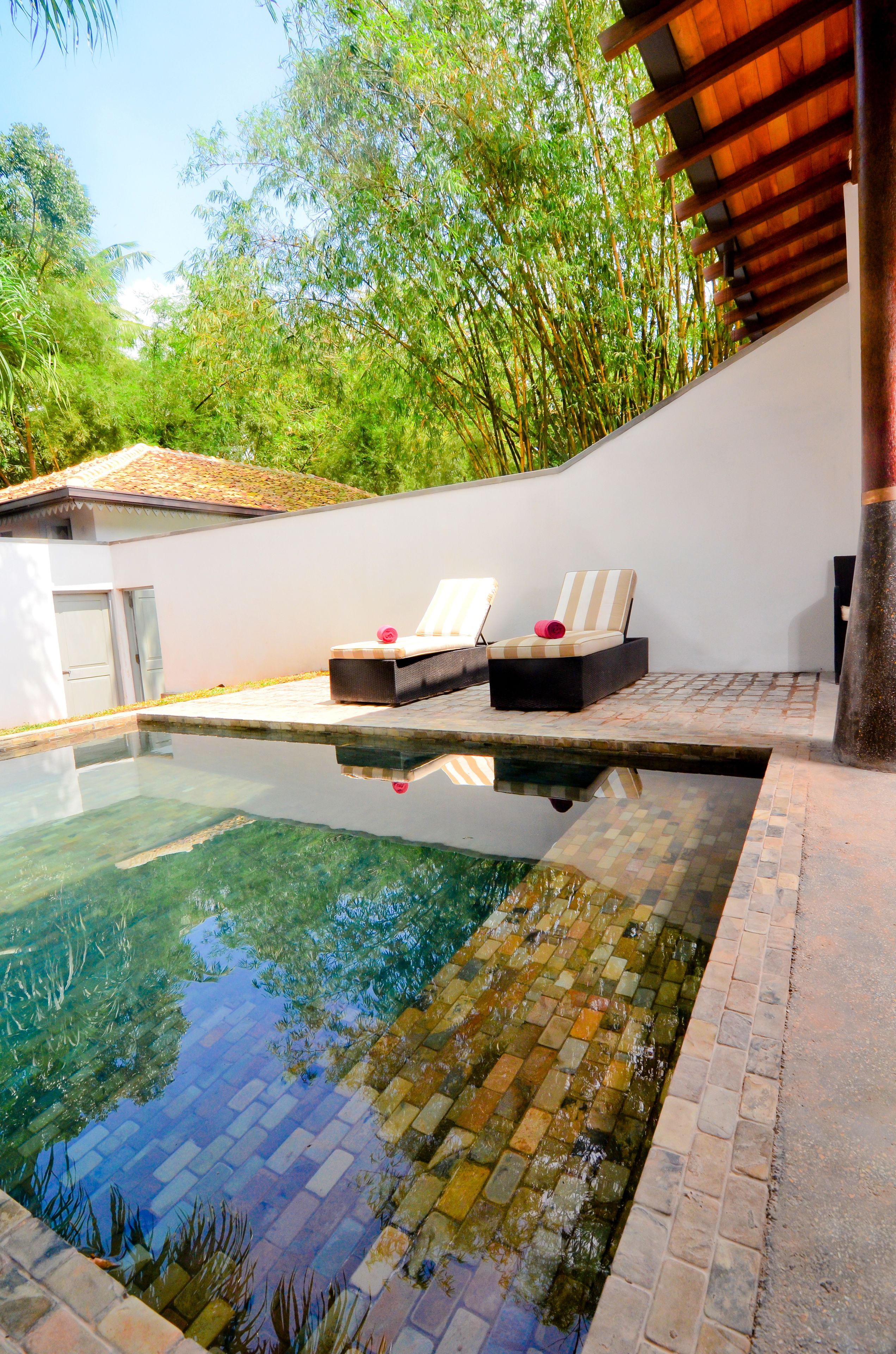 屋外プール、プール パラソル、サンラウンジャー